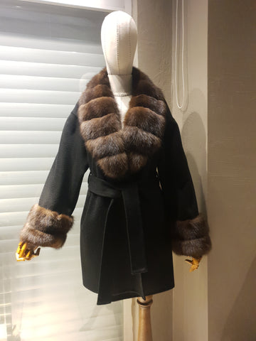 Cashmere Coat Collar and arm Sable